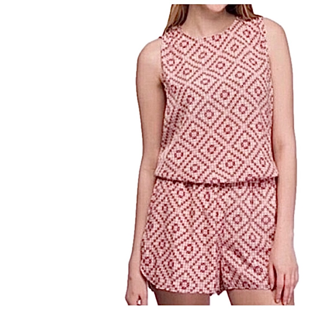 Gap pink yellow geometric print tank summer romper